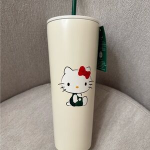 Starbucks Cream Hello Kitty Tumbler with Red Bow